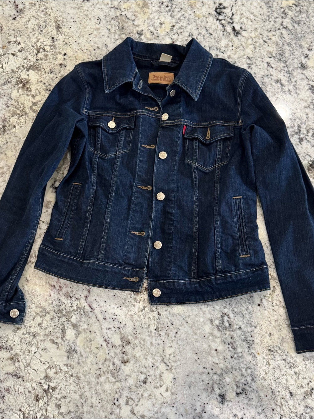 Levi’s Women’s Blue Trucker Denim Jacket, Sz M, Button Front, Pockets, Short